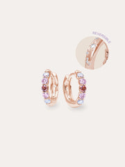 Pink Gradient Moissanite Reversible Huggie Earrings