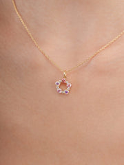 Pink Cluster Moissanite Necklace