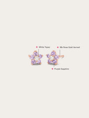 Lavender Flower Stud Earrings - Purple Sapphire