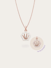 Cream Seashell Reversible Enamel Moissanite Necklace