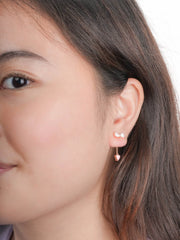 Ribbon Bow Heart Moissanite Hanging Earrings