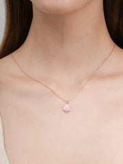 Carved Pink Flower Necklace