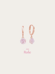 Carved Pink Rose Huggie Earrings