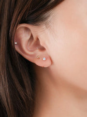 March Birthstone Mini Hoop Earrings with Aquamarine