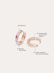 Pink Gradient Moissanite Reversible Huggie Earrings