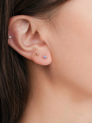 December Birthstone Mini Hoop Earrings - Blue Gemstone