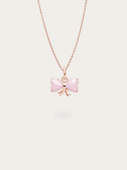 Ribbon Bow Heart Moissanite Reversible Necklace