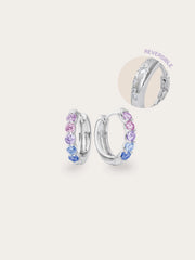 Lilac Sunset Moissanite Reversible Hoop Earrings