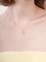Smiley Face Reversible Enamel Moissanite Necklace