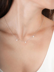 Floating Moissanite Three-Stone Necklace