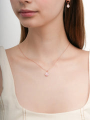 Carved Pink Flower Necklace