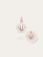Cream Seashell Reversible Enamel Moissanite Charm