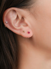 July Birthstone Mini Hoop Earrings - Ruby