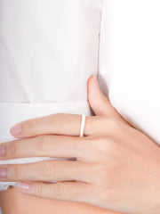 Cream Enamel Moissanite Reversible Ring