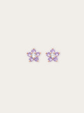 Lavender Flower Stud Earrings - Purple Sapphire