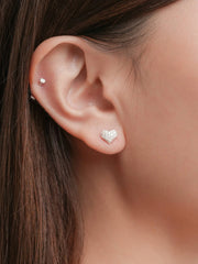 Puffy Heart Pavé Moissanite Stud Earrings