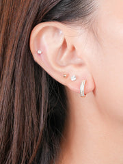 Blue Enamel Moissanite Reversible Huggie Earrings