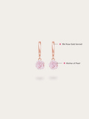 Carved Pink Rose Huggie Earrings