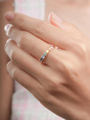 Rainbow Moissanite Eternity Ring