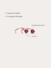 July Birthstone Mini Hoop Earrings - Ruby