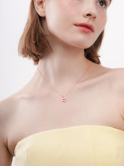 Pink Heart Reversible Enamel Moissanite Necklace