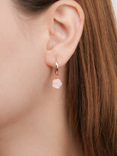 Carved Pink Rose Huggie Earrings