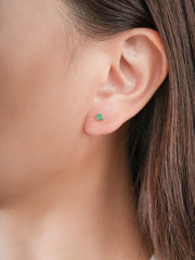 May Birthstone Mini Hoop Earrings - Emerald