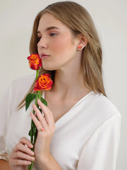 Carved Rose Stud Earrings