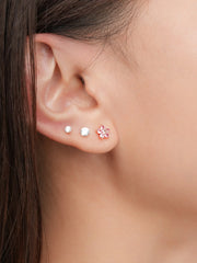 Blush Flower Stud Earrings - Pink Sapphire