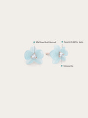 Sky Blue Flower Stud Earrings