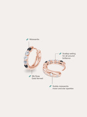 Midnight Glow Moissanite Reversible Huggie Earrings