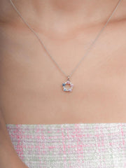Lilac Sunset Moissanite Cluster Jewelry Necklace