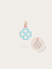 Mint Green Clover Reversible Enamel Moissanite Charm