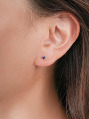 September Birthstone Mini Hoop Earrings - Blue Sapphire