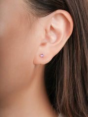 February Birthstone Mini Hoop Earrings - Amethyst