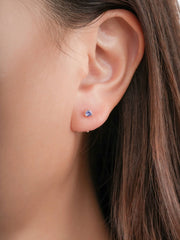 December Birthstone Mini Hoop Earrings - Blue Gemstone