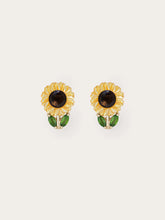 Carved Sunflower Stud Earrings