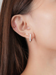 Snowfall White Moissanite Reversible Huggie Earrings