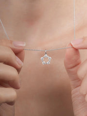 Snow White Moissanite Cluster Necklace