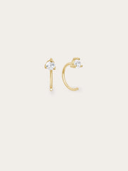 April Birthstone Mini Hoop Earrings with White Topaz