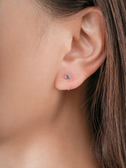 June Birthstone Mini Hoop Earrings with Lab-Grown Alexandrite