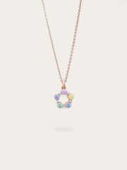 Rainbow Moissanite Cluster Necklace