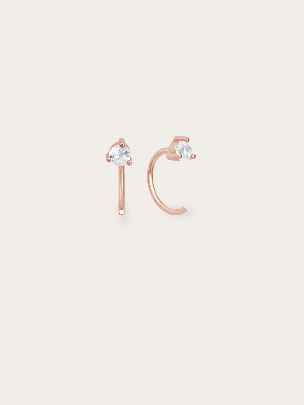 April Birthstone Mini Hoop Earrings with White Topaz