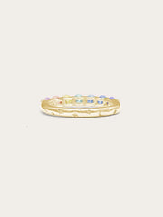 Rainbow Moissanite Eternity Ring