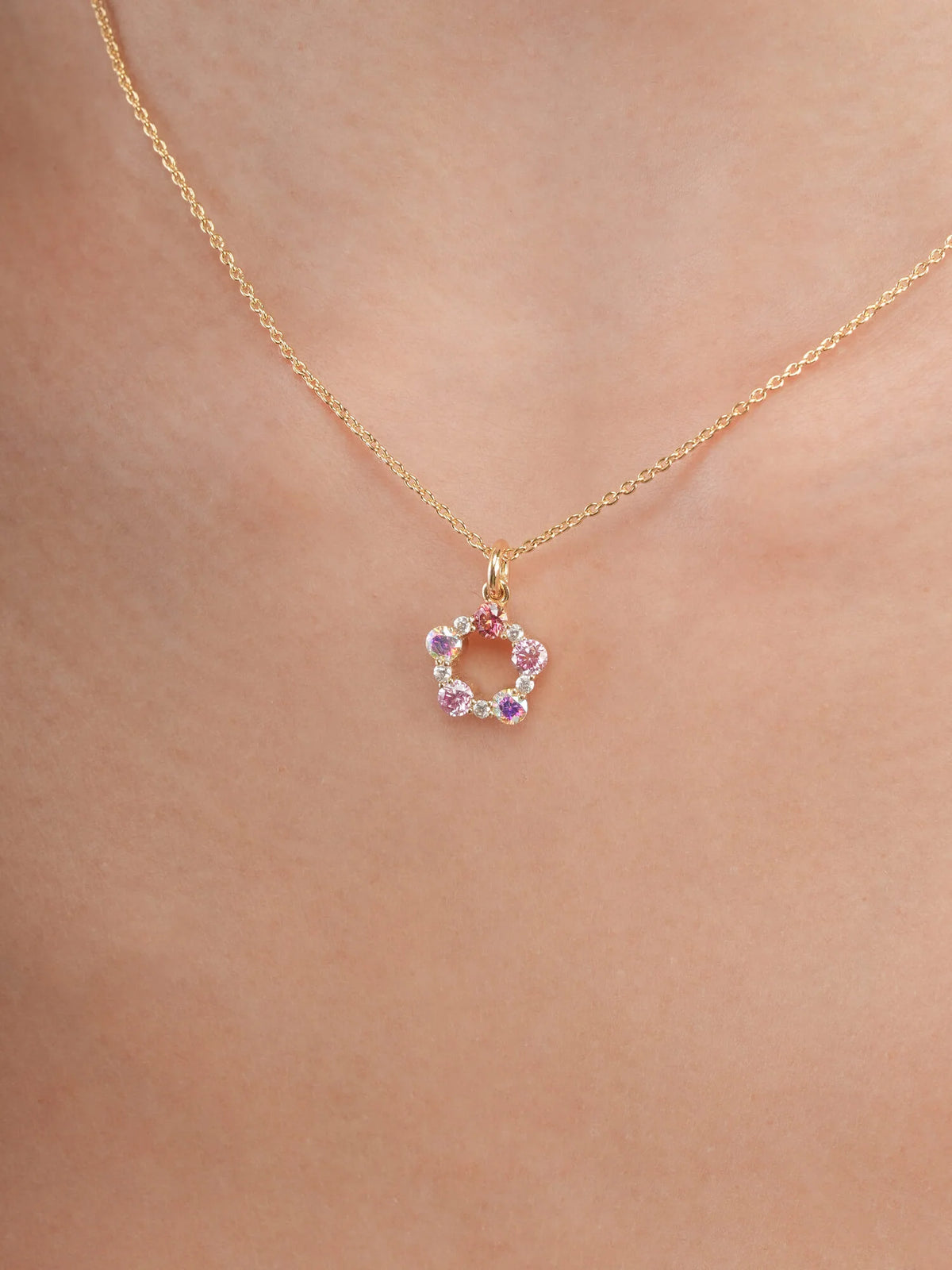 Pink Cluster Moissanite Necklace