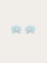 Sky Blue Flower Stud Earrings