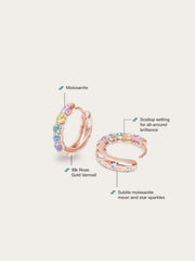 Rainbow Moissanite Reversible Huggie Earrings