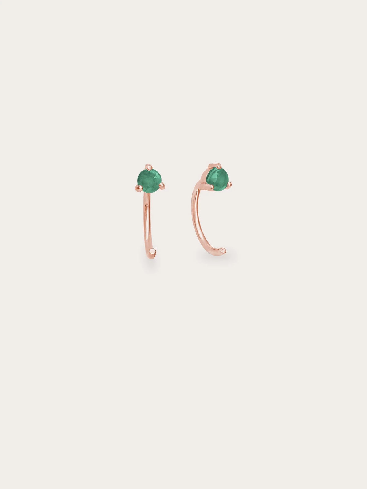 May Birthstone Mini Hoop Earrings - Emerald