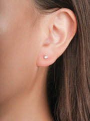 March Birthstone Mini Hoop Earrings with Aquamarine