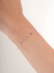 Pink Moissanite Station Bracelet
